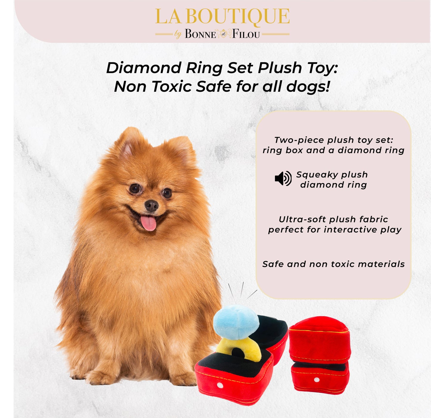 Diamond Engagement Ring Set Dog Plush Toy